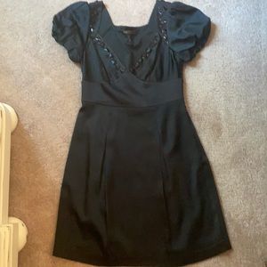 BCBG black satin holiday dress